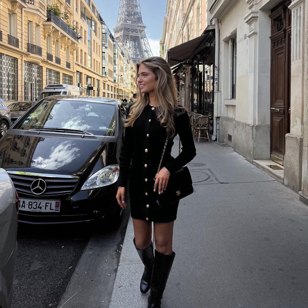 Zara Gold Botton Black Mini dress